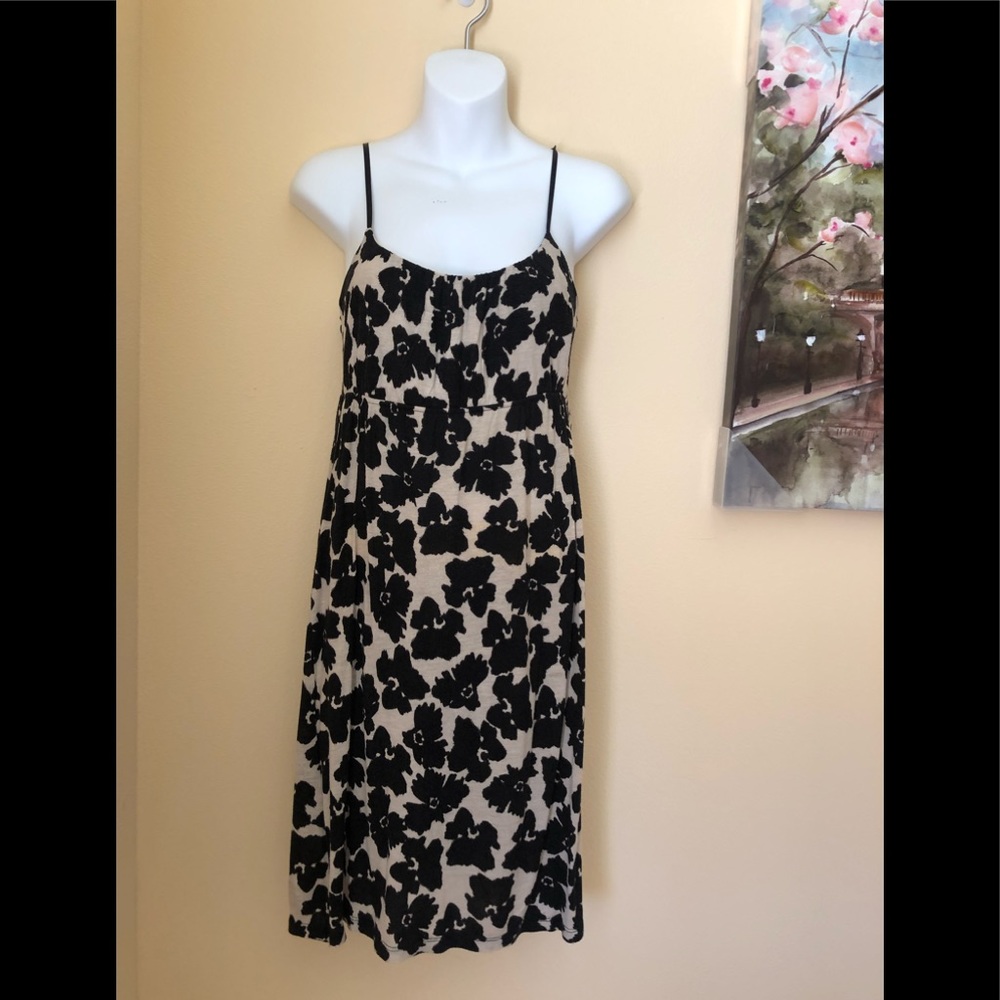 Francesca’s ivory black floral empire dress
